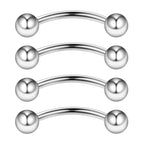 Ruifan 316L Surgical Steel Curved Barbell Snake Eyes Tongue Ring Piercing 16G 14G 4-16PCS