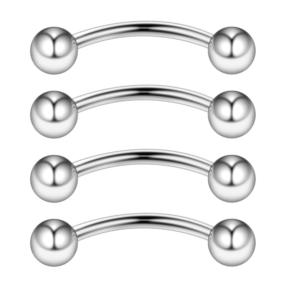 Ruifan 316L Surgical Steel Curved Barbell Snake Eyes Tongue Ring Piercing 16G 14G 4-16PCS