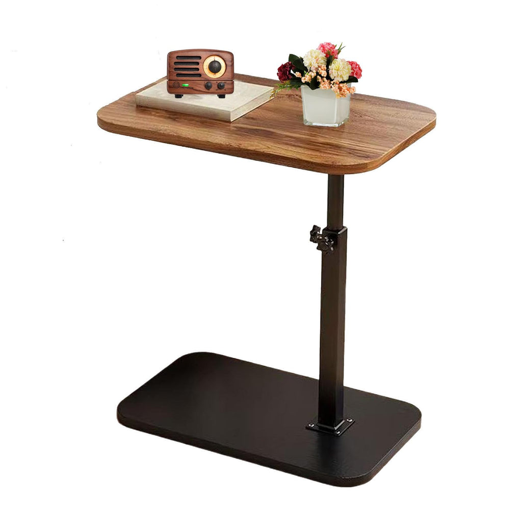 C End Table Adjustable Height,C Shaped Side Tables Living Room and Bedroom for Sofa, Chair,Bed,Coffee Small Spaces Side Table (Wood Grain Color)