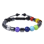 GelConnie Lava Rock Chakra Bracelet 7 Chakra 8mm Natural Stone Healing Bracelet Stress Relief Yoga Beads Anxiety Bracelet Aromatherapy Essential Oil Diffuser Bracelet Bangle