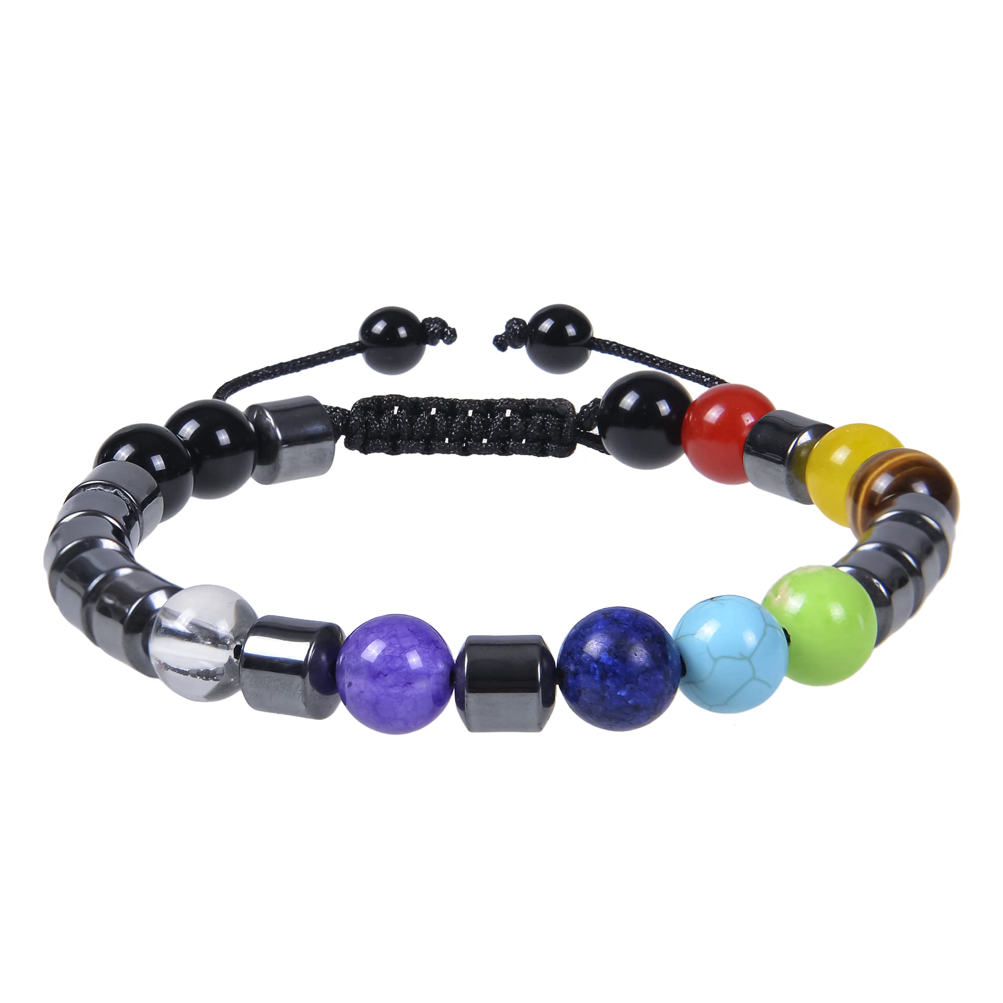 GelConnie Lava Rock Chakra Bracelet 7 Chakra 8mm Natural Stone Healing Bracelet Stress Relief Yoga Beads Anxiety Bracelet Aromatherapy Essential Oil Diffuser Bracelet Bangle