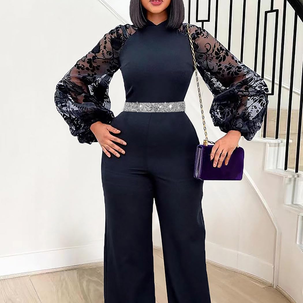 Bounzhi Women Belt Rhinestone Stretch Dresses Belts Elastic Vintage Waist Belt for Women (Silver, L(35"-43"))