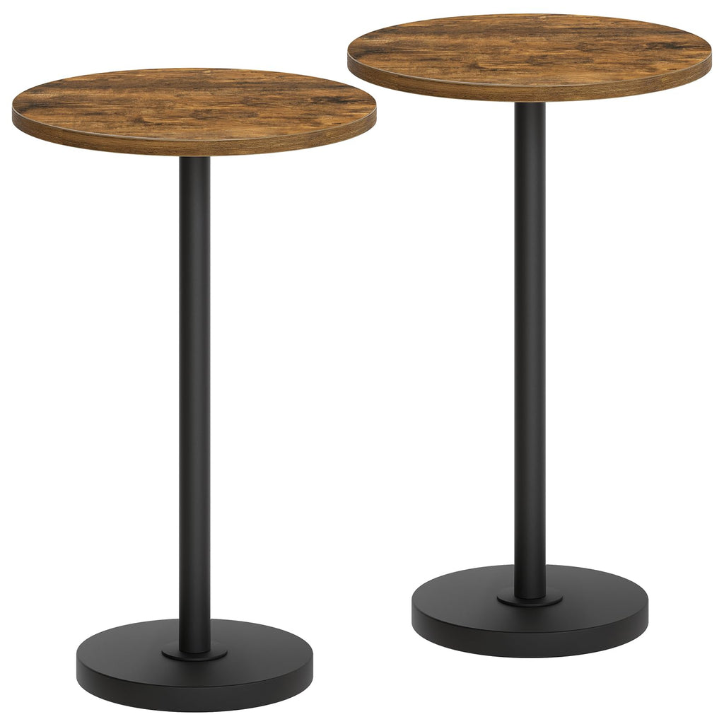 Round Side Table, Tall Drink End Table for Small Spaces, Pedestal Style Martini Side Table in Living Room, Bedroom, Dormitory, Marble Black and Black ET30BM