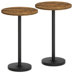 Round Side Table, Tall Drink End Table for Small Spaces, Pedestal Style Martini Side Table in Living Room, Bedroom, Dormitory, Marble Black and Black ET30BM