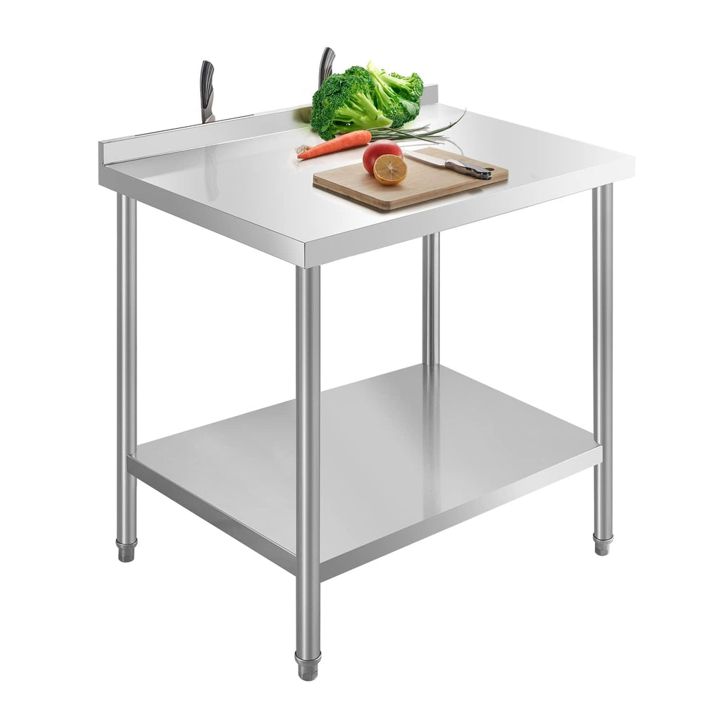 NSF 24x24 Inches Stainless Steel Table for Prep & Work with Caster, Metal Commercial Kitchen Table with Under Shelf and AdjustableTable Foot for Restaurant, Hotel, Home Kitchen, Coffee Station