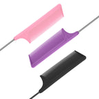 Trati Rat Tail Comb Set, 3Pcs Carbon Fiber Hair Combs for Salon, Hair Styling, Parting, Back Combing, Post Styling and Hair Coloring, Purple|Black|Pink, Lightweight and Durable, Hair Combs for Women