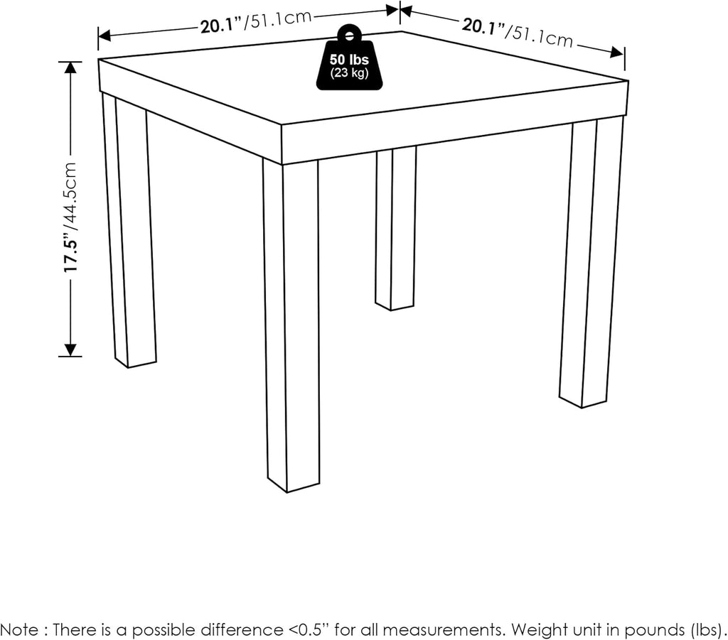 Furinno Classic Homey Square Parsons Side End Table, 1-Pack, Black