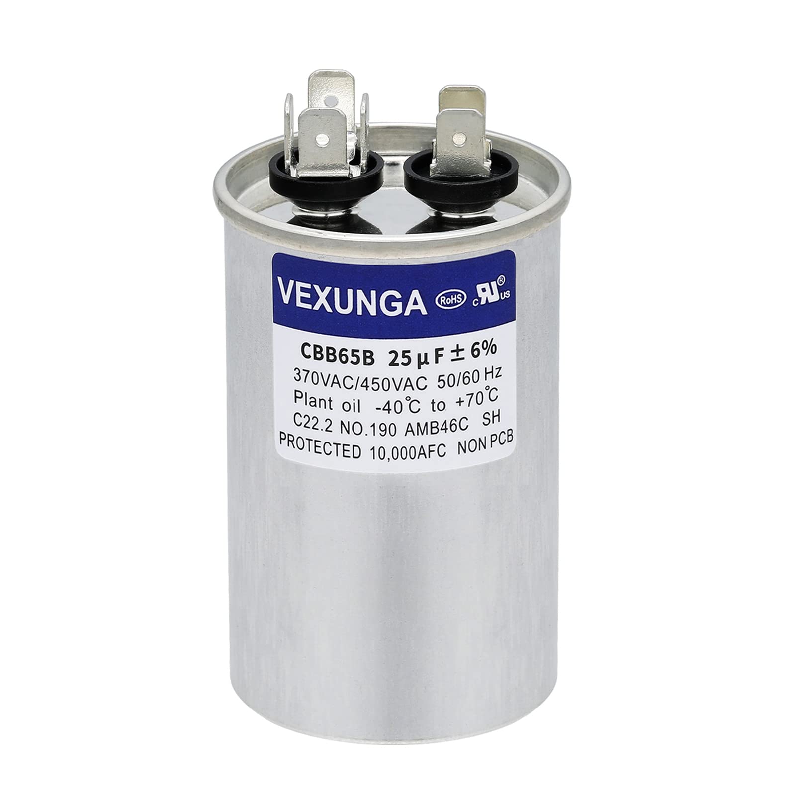 45/5 uF 45+5 MFD 370V or 440V Dual Run Start Round A/C Capacitor 45 5 uF 370 440 Volt VAC CBB65B Air Conditioner Capacitors for AC Unit Fan Motor Start or Heat Pump or Condenser Straight Cool