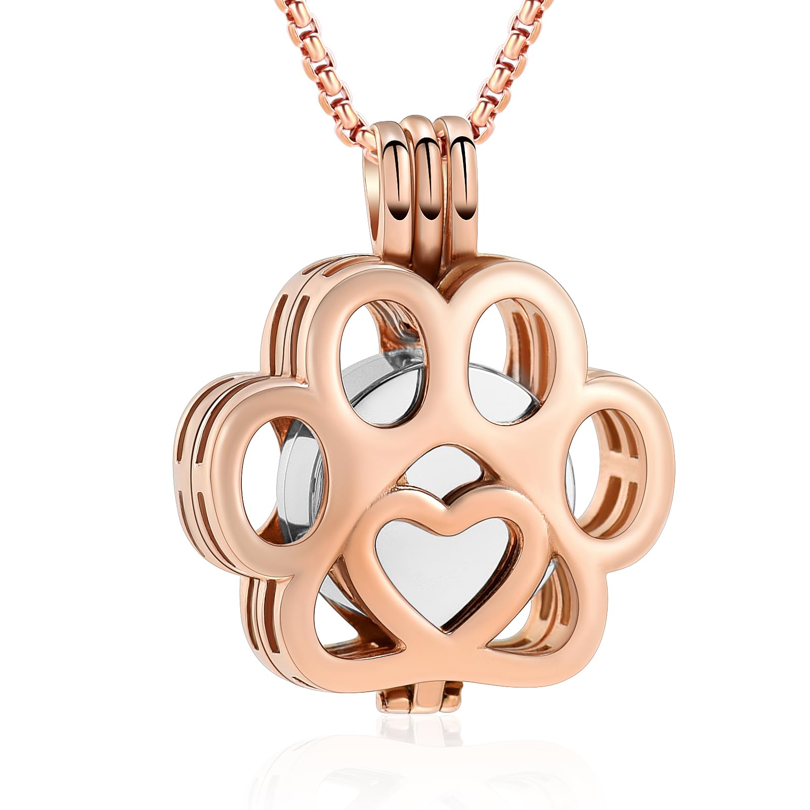 Oinsi Pet Cremation Jewelry For Ashes For Dog/Cat Paw Stainless Steel Memorial Locket Urn Necklace Inside Mini Case Keepsake Cremation Jewelry Women Men
