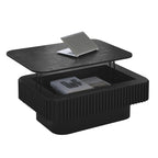 LKTART Round Coffee Table for Living Room, Accent Fluted Drum Coffee Table with Storage, Modern Solid Wood Veneered Circle Center Tea Table for Small Space Apartment (31.5''D×14''H-Natural)