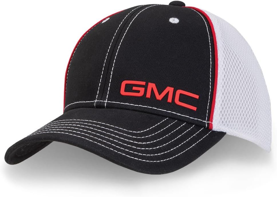 GMC Double Layer Mesh Back Hat - Structured Low Profile Snapback Cap - Officially Licensed by GM