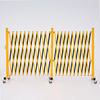 GYMTIME Expandable Barricade, Metal Safety Barrier with Casters, Mobile Folding Security Gate, 11 FT, Adjustable Traffic Temporary Fence for Warehouse Shopping Mall