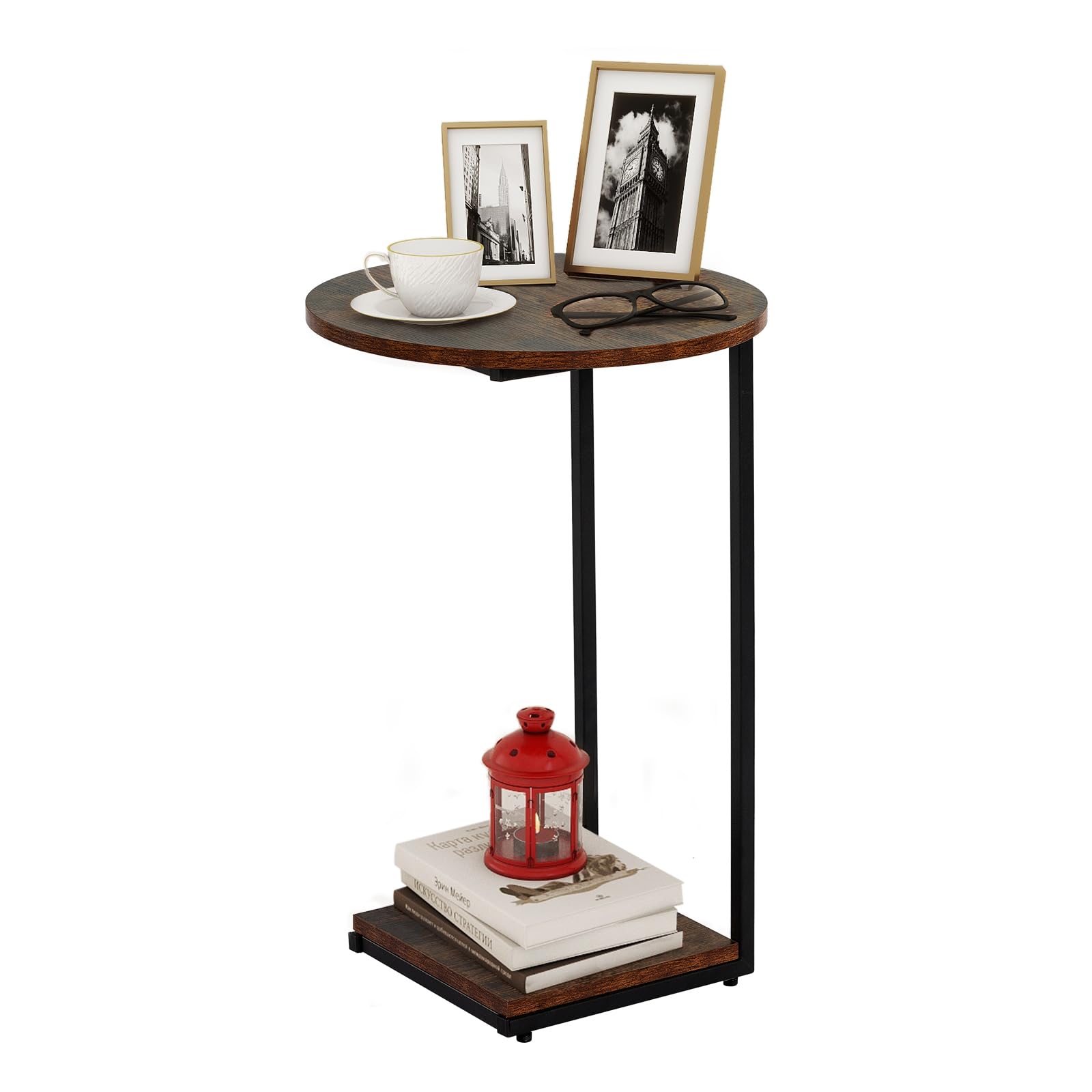 DCLRN Small End Table,c Table End Table for Sofa,Round Coffee Table is Suitable for Living Room and Bedroom.(Black)