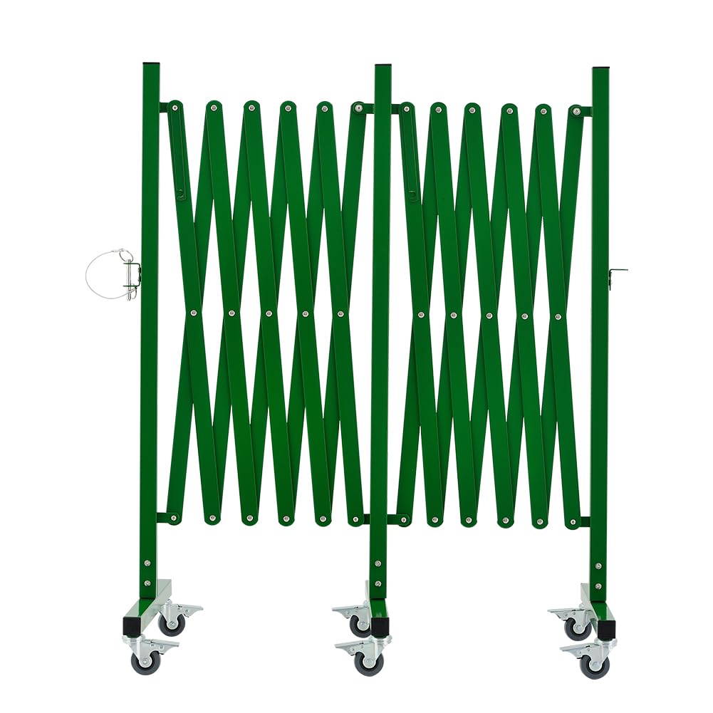 GYMTIME Industrial Expandable Metal Barricade, 16 Feet, Easily Assembled Safety Barrier with Casters, Flexible Mobile Gate, Adjustable Traffic Fence