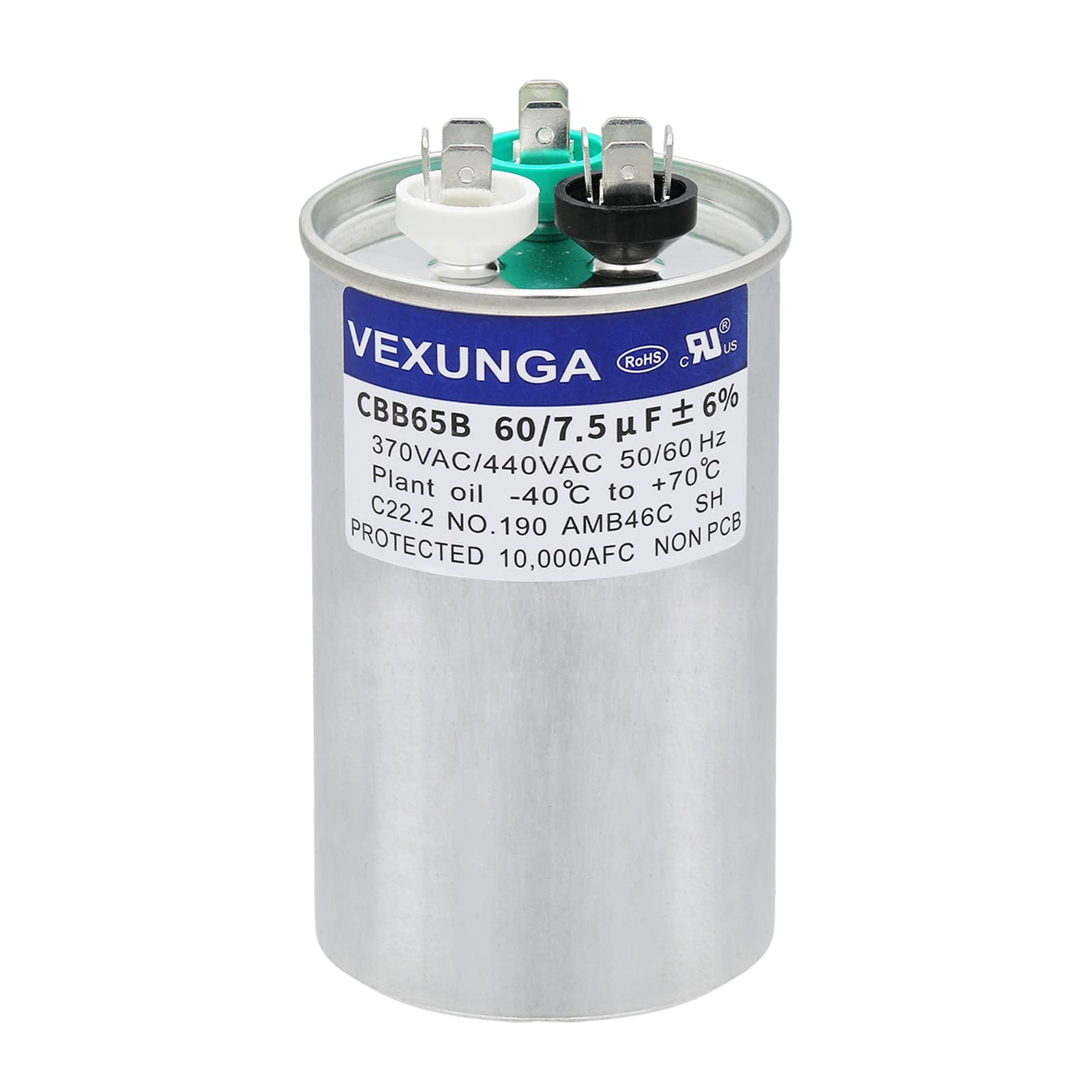 45/5 uF 45+5 MFD 370V or 440V Dual Run Start Round A/C Capacitor 45 5 uF 370 440 Volt VAC CBB65B Air Conditioner Capacitors for AC Unit Fan Motor Start or Heat Pump or Condenser Straight Cool