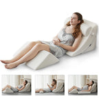 Ganaver 4-częściowy ortopedyczny klin do łóżka Zestaw poduszek Po operacji Relaksująca podpora pleców Regulowana poduszka pod głowę Trójkątna poduszka z pianki memory na refluks kwasowy, do spania, czytania, uniesienia nóg, chrapania