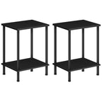 HOOBRO End Table, Small Side Table, Nightstand with 2-Layer Storage Shelves, Sofa Table for Small Spaces, Living Room, Bedroom, Stable Frame, Easy Assembly, Rustic Brown BF09BZ01