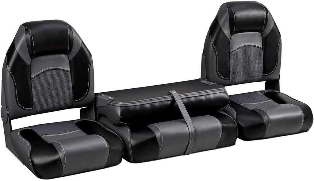 DeckMate 59"" Bass Boat Bench Seat Set - Charcoal and Black, FDS51-401