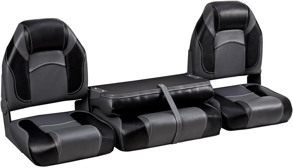 DeckMate 59"" Bass Boat Bench Seat Set - Charcoal and Black, FDS51-401