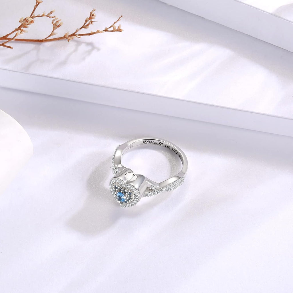 Teardrop Cremation Ring for Ashes - 925 Sterling Silver Urn Keepake Rings Memorial Jewelry for Women