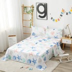 ست ملحفه کودکان یونیکورن صورتی JSD، سایز تویین، ۳ تکه، ملحفه‌های رختخواب میکروفایبر چاپ شده با طرح رنگین کمان برای دختران، جیب عمیق