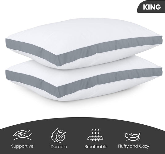 Utopia Bedding Bed Pillows for Sleeping Queen Size (White), Set of 2, Cooling Hotel Quality, Gusseted Pillow for Back, Stomach or Side Sleepers