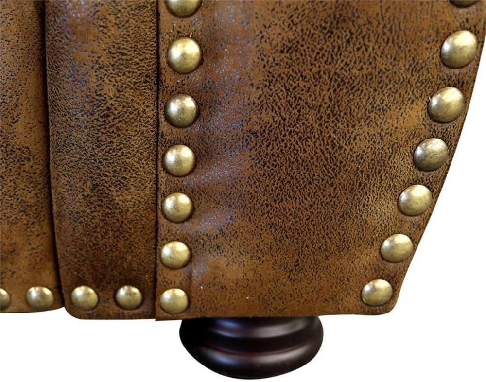 Hawthorne Collections Rolled Arm Transitional Leather Sofa in Brown