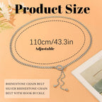 Abien Rhinestone Chain Belt Crystal Chain Belt for Dress Sparkle Thin Belts for Women for Dresses