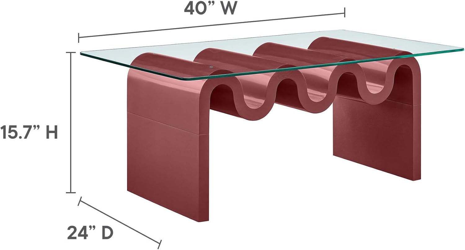 Modway Ondine Glass and Wood Coffee Table in Spiced Apple