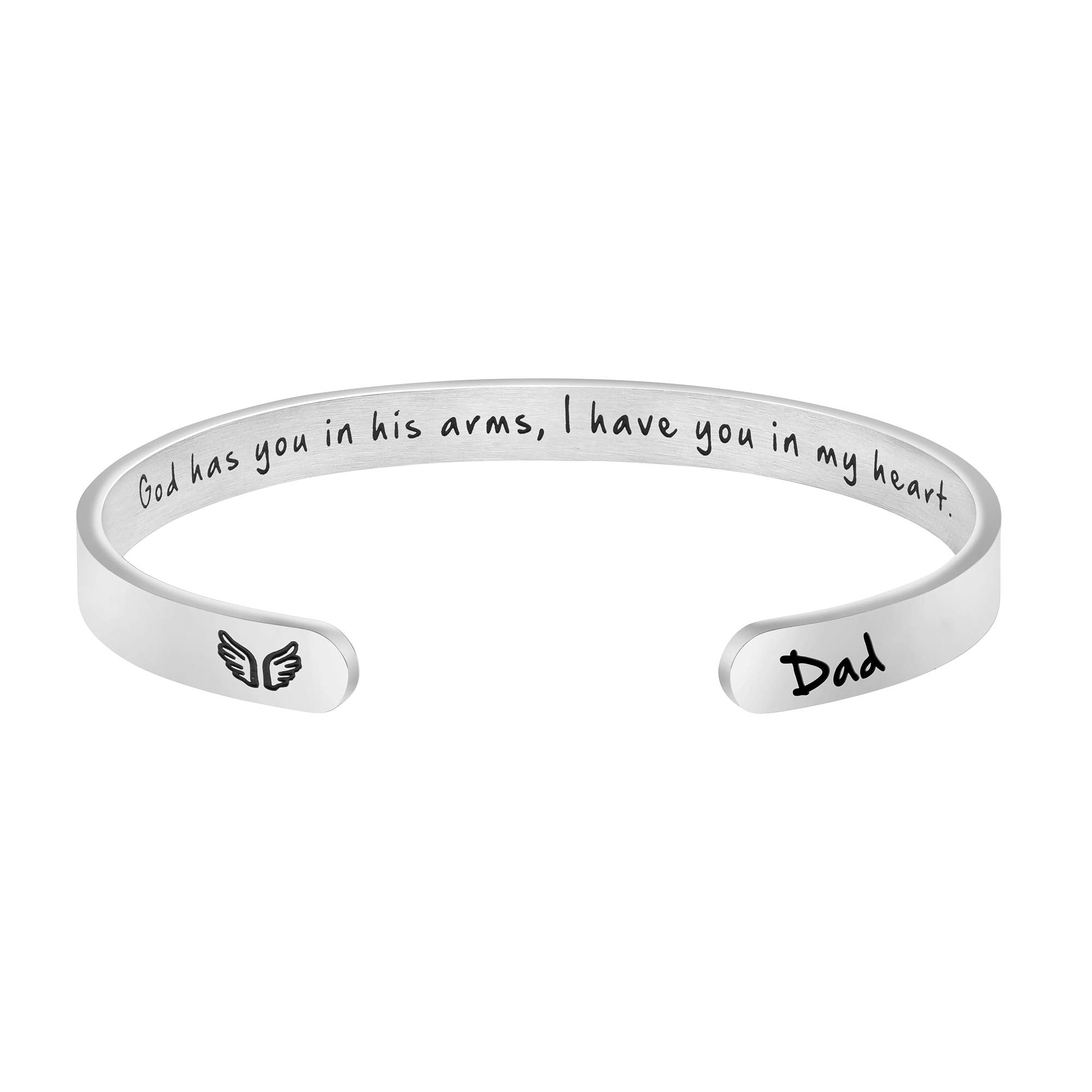JoycuFF Memorial Gifts for Loss of Mom Dad in Memory of Jewelry Sympathy Bracelet Bereavement Cuff Secret Message Engraved Grief Gifts for Women