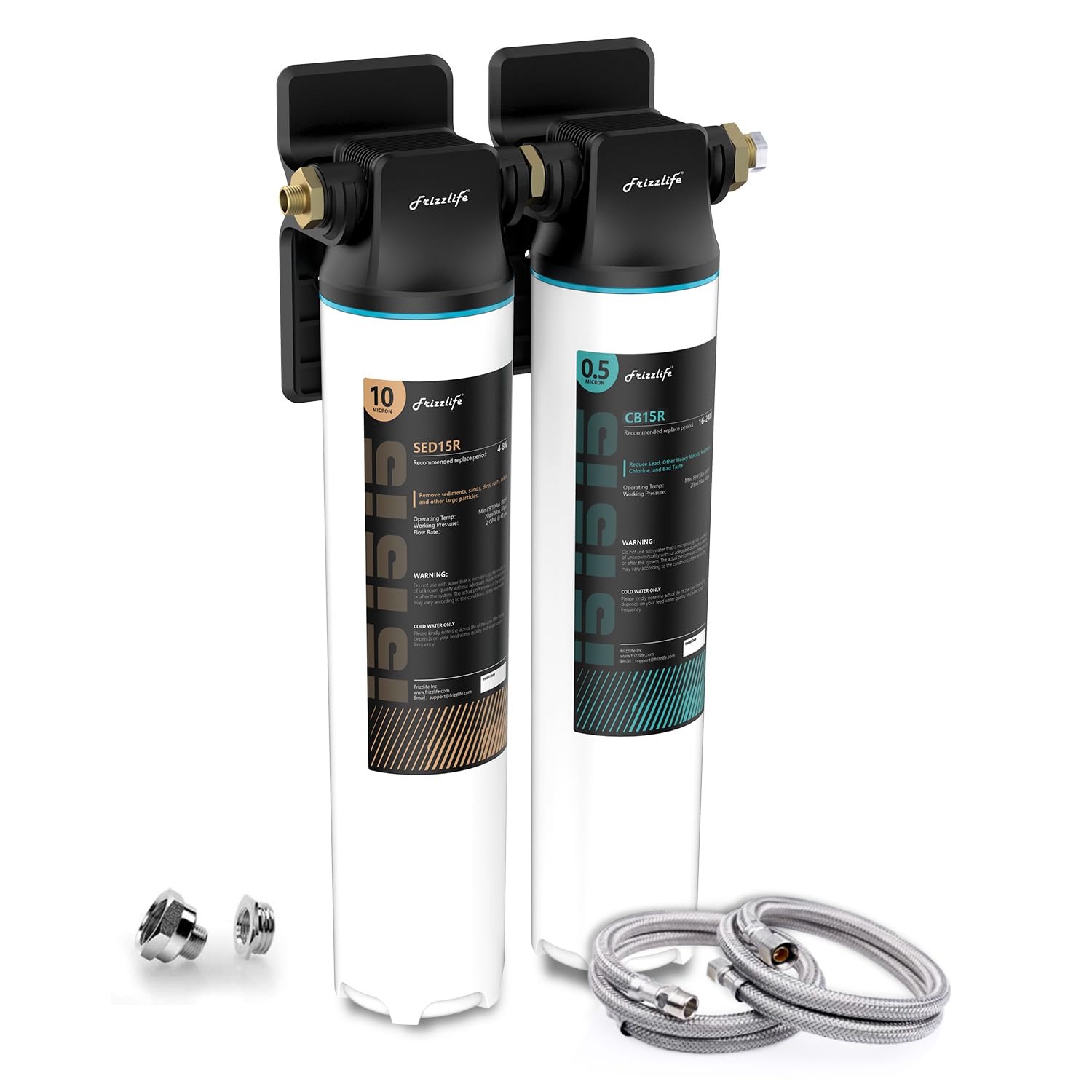 Frizzlife TW10 Under Sink Water Filter System, NSF/ANSI 53&42 Certified Elements, Reduce 99.99% Lead, Chlorine, Chloramine, Fluoride, Bad Taste & Odor, Direct Connect, 0.5 Micron, USA Tech Support