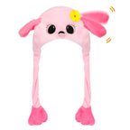 Animal Hat with Ears Moving Jumping Pop Up Beating Hat Plush Holiday Cosplay Dress Up Funny Gift for Kids