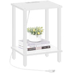 TUTOTAK End Table with Charging Station, Side Table with USB Ports and Outlets, Nightstand, 2-Tier Storage Shelf, Sofa Table for Small Space TB01BB040