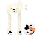 Animal Hat with Ears Moving Jumping Pop Up Beating Hat Plush Holiday Cosplay Dress Up Funny Gift for Kids