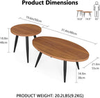 Coffee Table Set of 2, Accent Nesting Side Table, Sofa End Table for Farmhouse and Living Room (Brown)