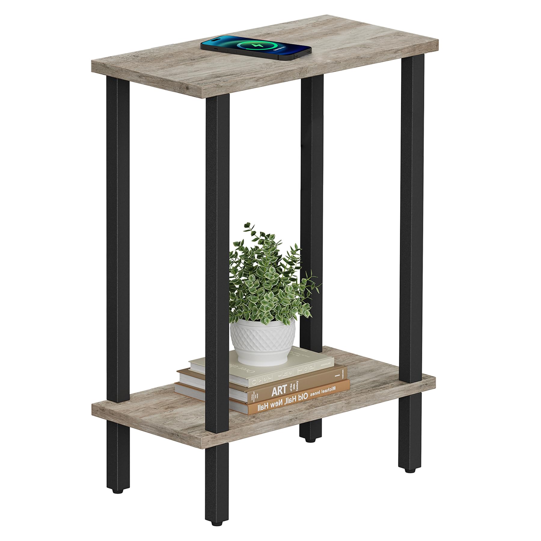 TUTOTAK Small Side Table, Narrow End Table, Skinny Sofa Table, Slim Nightstand, Couch Table, Living Room, Bed Room, Black TB01BK062