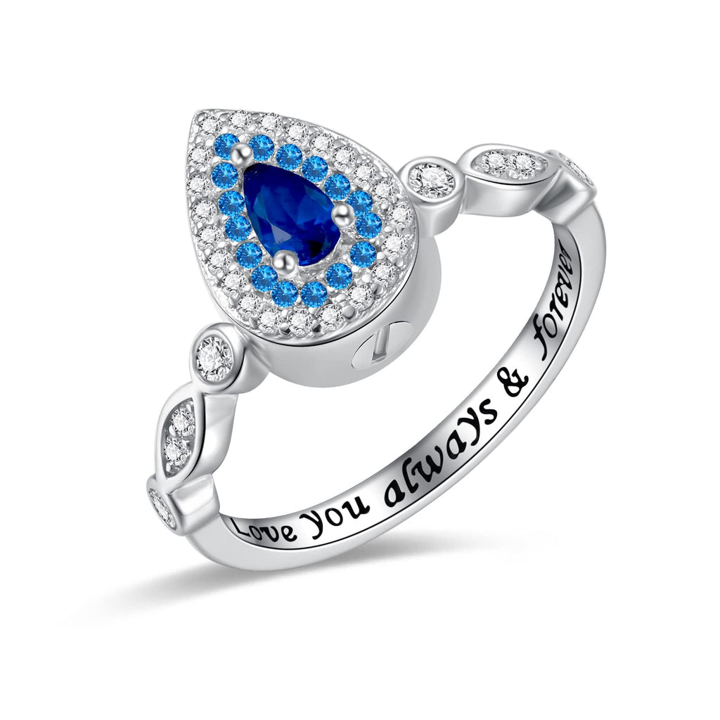 Teardrop Cremation Ring for Ashes - 925 Sterling Silver Urn Keepake Rings Memorial Jewelry for Women