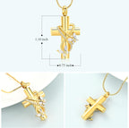 Imrsanl Butterfly Cross Urn Necklace for Ashes Men Women Cremation Jewelry Ashes Pendant for Human Memorial Ash Jewelry