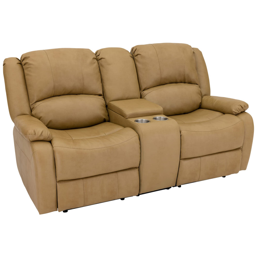 RecPro Charles 67" Double Recliner RV Sofa | Zero Wall Loveseat for Camper | Wall Hugger Couch | Fifth Wheel Theater Seating | Upgraded 2023 Fabric (Toffee)
