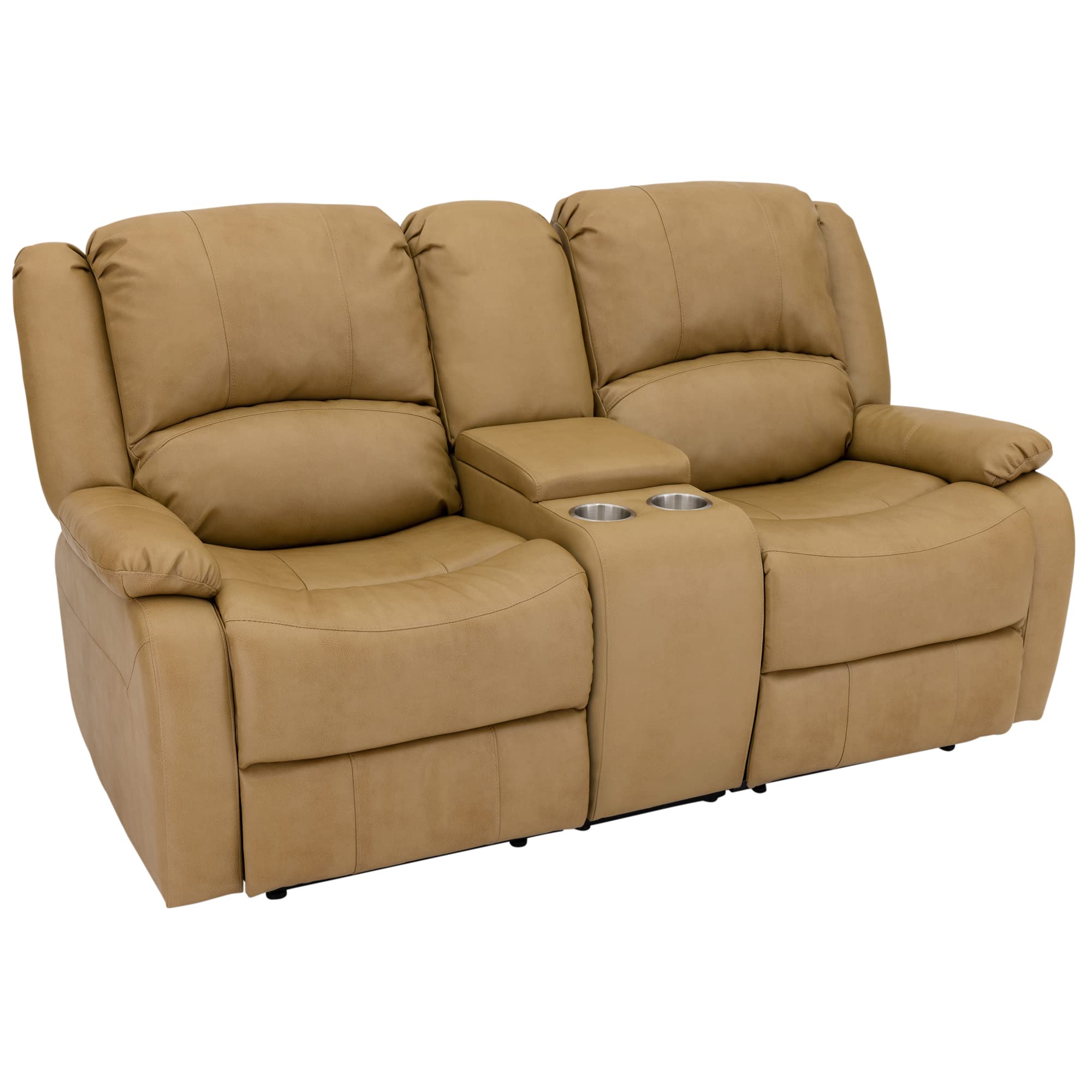 RecPro Charles 67" Double Recliner RV Sofa | Zero Wall Loveseat for Camper | Wall Hugger Couch | Fifth Wheel Theater Seating | Upgraded 2023 Fabric (Toffee)