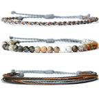 Handmade Natural Stone Beaded Healing Bracelet Gift for Men Adjustable Rope String Bracelet (Lava Rock, Adjustable)