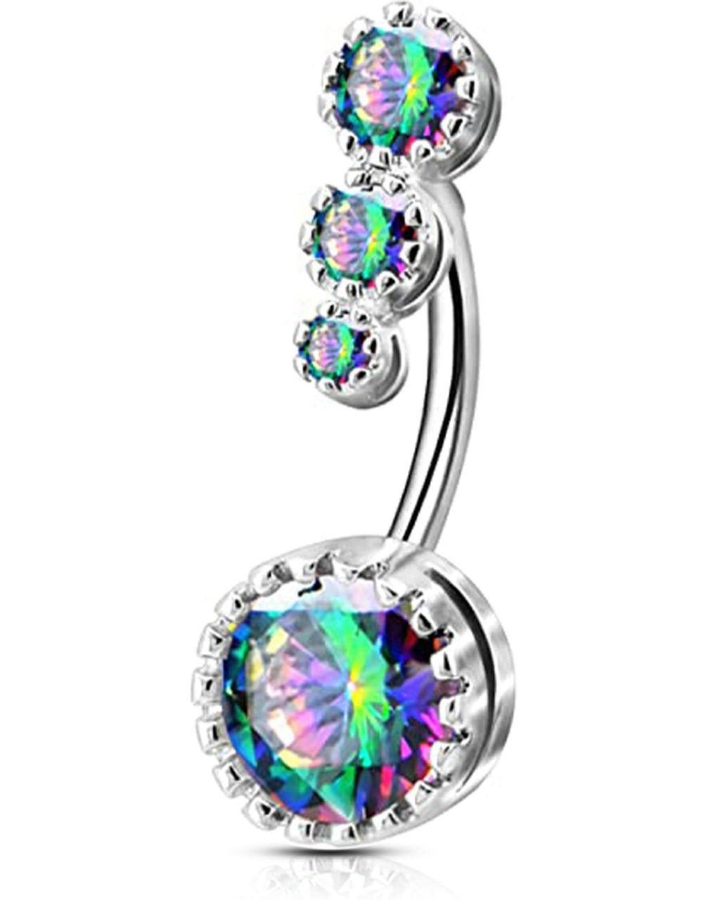 OUFER 316L Surgical Steel Belly Button Rings, Clear CZ Navel Rings, Belly Piercing Jewelry