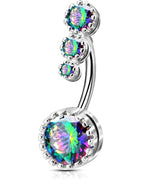 OUFER 316L Surgical Steel Belly Button Rings, Clear CZ Navel Rings, Belly Piercing Jewelry