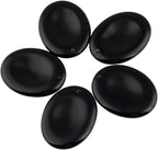 SUNYIK Top Drilled Oval Black Obsidian Tumbled Thumb Worry Stone Pendant Set for Jewelry Making Pack of 5, 1.7" x 1.3"