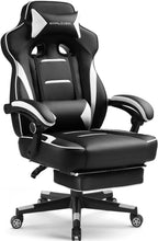 GTPLAYER Gaming Chair with Footrest, Big and Tall Computer Game Chair 350lb Racing Style, Ergonomic High Back Lumbar Support and Recliner, Moon Gray