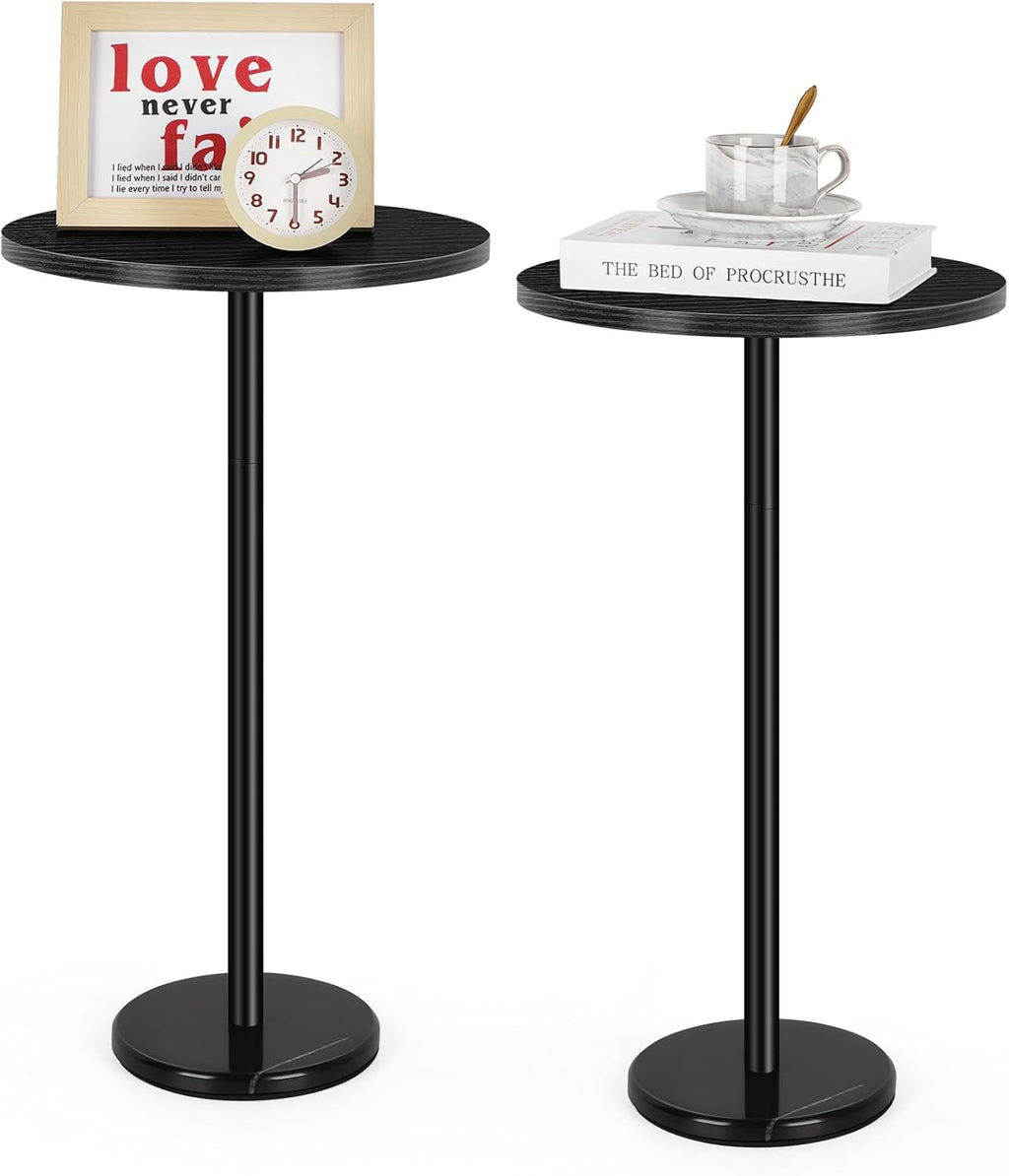 Round Side Table Small End Table Set of 2 Black Round Coffee Table Modern Nightstand Kids Bedside Table Outdoor Accent Table for Small Spaces Living Room Bedroom Patio