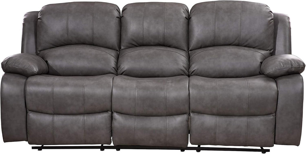 Betsy Furniture Bonded Leather Reclining Sofa in Multiple Colors, 8018 (Grey, Sofa)