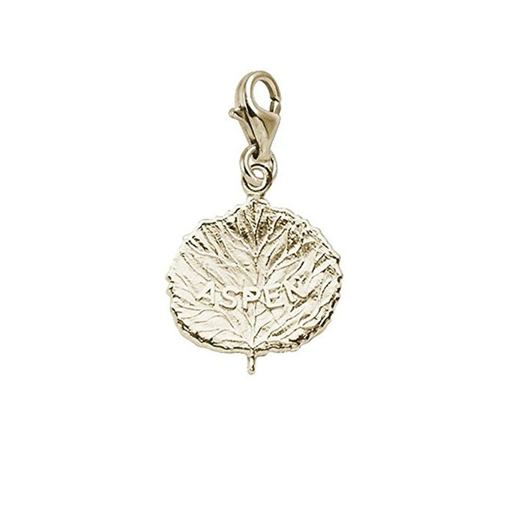 Aspen Leaf Charm With Lobster Claw Clasp, Charms for Bracelets and Necklaces