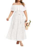 پیراهن‌های تابستانی سفید سایز بزرگ، کژوال، بدون شانه، ماکسی، بوهو، عید پاک، فارغ‌التحصیلی، جشن عروسی، پیراهن بلند دانتل ۲۰۲۴