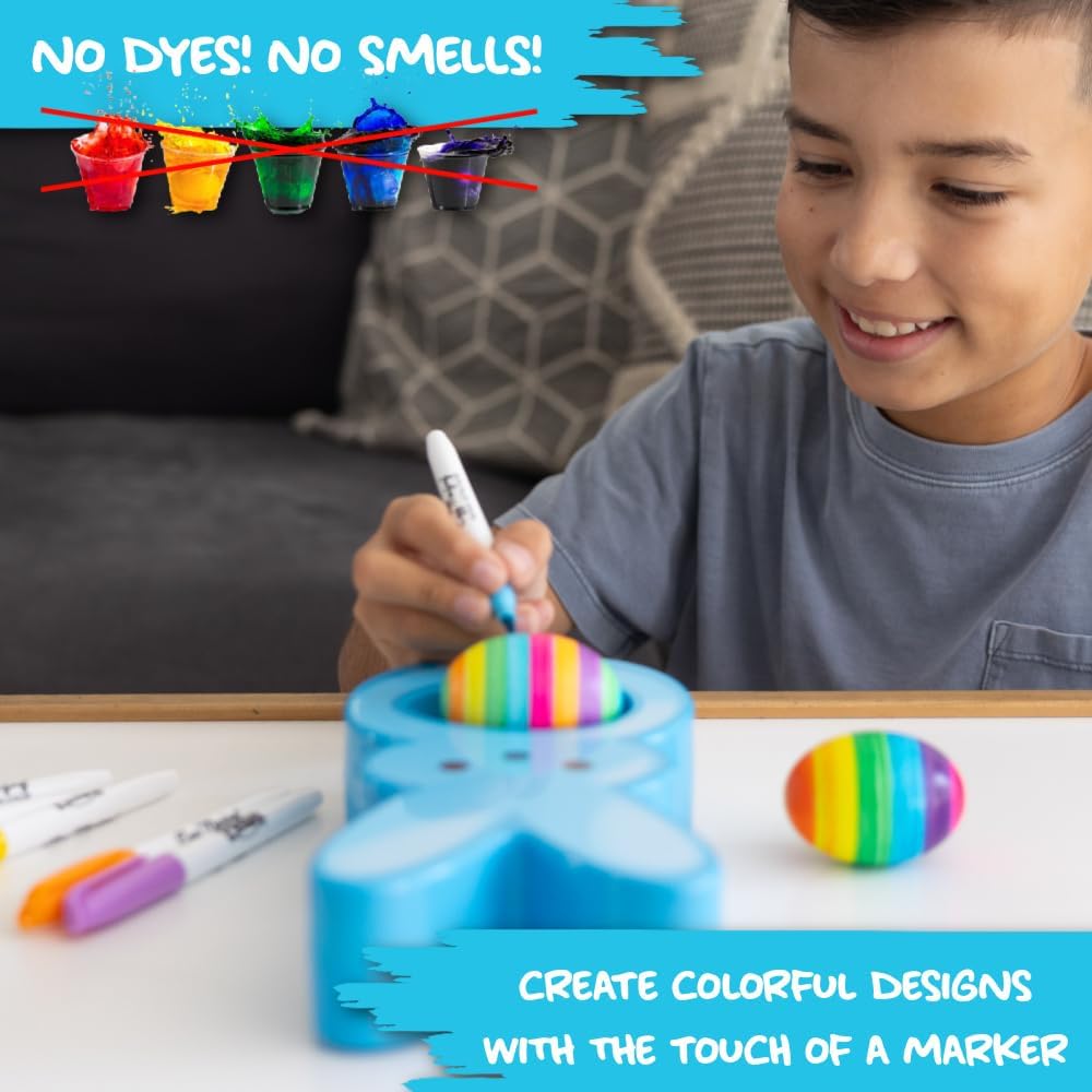 Eggmazing Egg Decorator - Peeps Bunny - Arts and Craft Set Includes 6 Colorful Quick Drying, Non-Toxic Markers (Blue), Ages 3 and Up